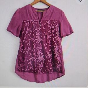 GRACILA EMBROIDERED TOP PURPLE 4XL